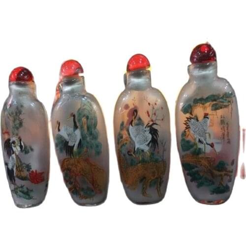 Chinese Unique Painting Snuff Bottle Inside Painted Four Combinations Birds And Flowers