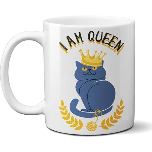 I Am Queen Funny Cat Mug Gift Coffee Tea Mug