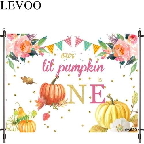 LEVOO Photographic Background Pumpkin Birthday Flowers Party Autumn Backdrop Photo Shoot Photocall Photobooth Prop Custom