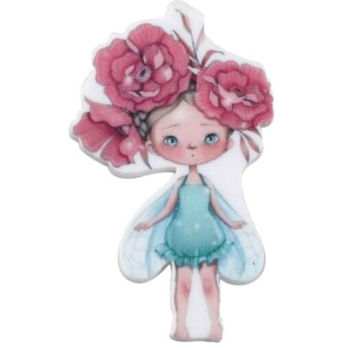 Pretty Princess Cartoon Character Acrylic DIY Sew For Bow-knot Hair Accessories Cute Girl Planar Resin Crafts 5Yc17768