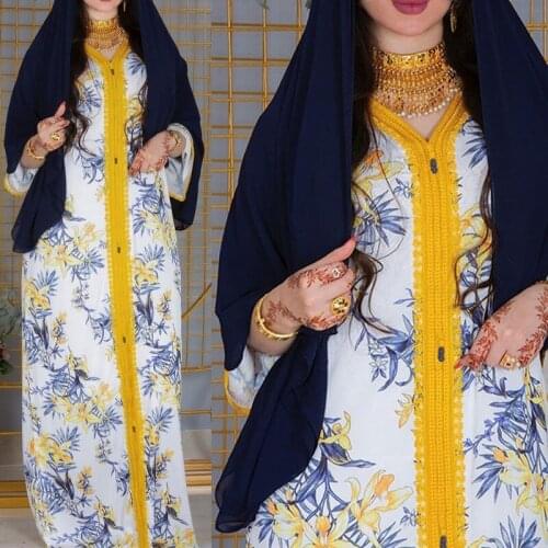 Muslim Fashion Woman Long Evening Dress Turkish Clothes Djellaba Femme Elegant Ladies Gown African Print Plus Size Boubou