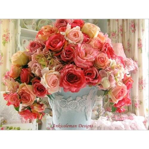 Needlework for Embroidery DIY French DMC High Quality - Counted Cross Stitch Kits 14 ct Oil painting - Bouquets of Roses