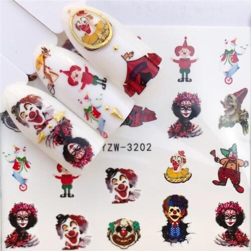 Clown Show Nail stickers art decorations slider adhesive Water Transfer decals manicure lacquer accessoires polish foil