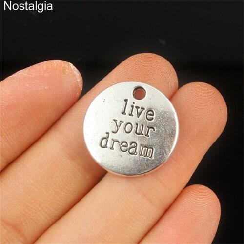 Nostalgia 10Pcs Live Your Dream Inspirational Quotes Charms Diy For Necklace Bracelet Making 20*20MM
