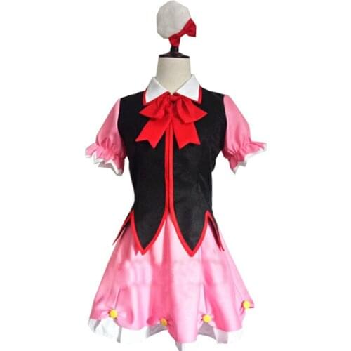 2018 New Beyond the Boundary Mirai Kuriyama Stage Wear Cosplay Costume Custom Made Short Sleeve Mini Pink Dress