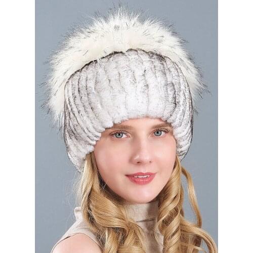 New Fashion Lady 100% Genuine Rex Rabbit Fur Hat Winter Warm Natural Real Rex Rabbit Fur Hat Good Elasticity Fur Caps