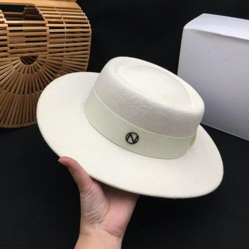 About the new wool hat ms wide-brim hats small wind aristocratic fashion tide party hat white contracted hat