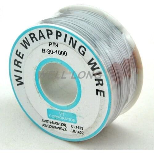 One Roll White 30AWG Wire Wrapping Wire, Tinned Copper Solid, PVC insulation
