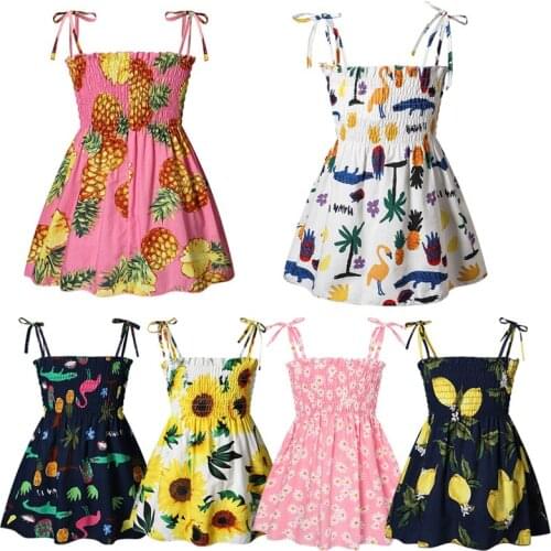 2021 Baby Girls Princess Floral Backless Sling Dress Casual Clothes Infant Children Summer Girls Outfit For 2-6 Years