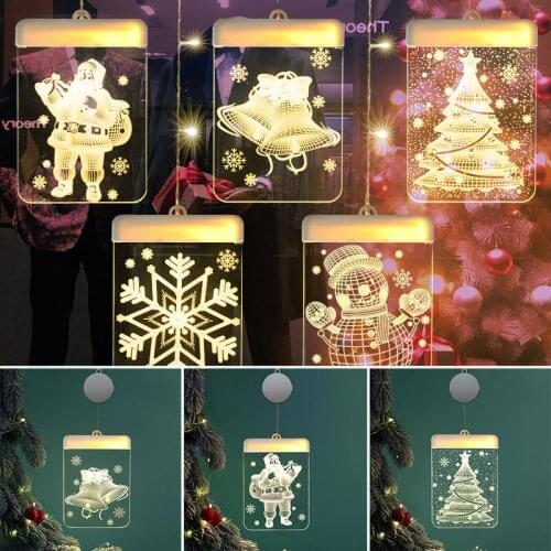 Hanging Christmas Light Adhesive 3D Visual Effect Acrylic LED Ornament Festival Themed Night Light for Party Home M56