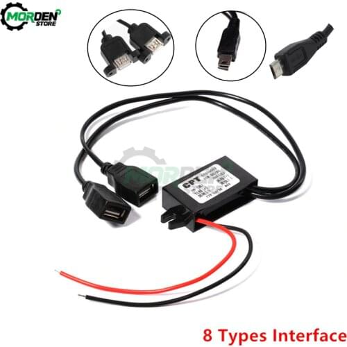 DC-DC 12V to 5V 3A 15W Car Power Converter Micro Mini USB Step Down Voltage Power Supply Output Adapter with Reverse Protection