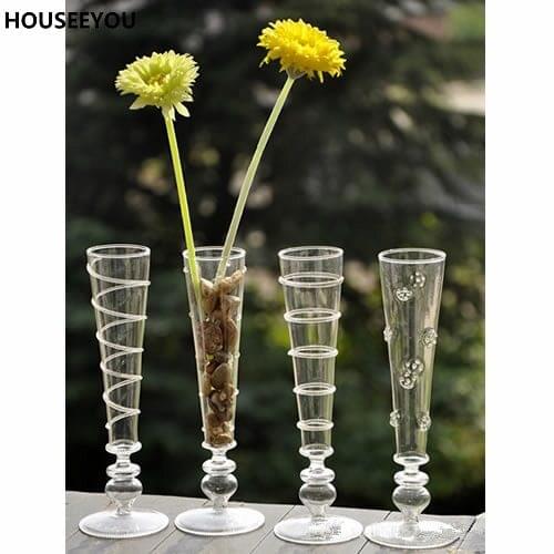 Clear Glass Vase Tall Slender Models Tabletop Flower Vases for Home Dining Living Room Wedding Decoration Ornaments Accessories