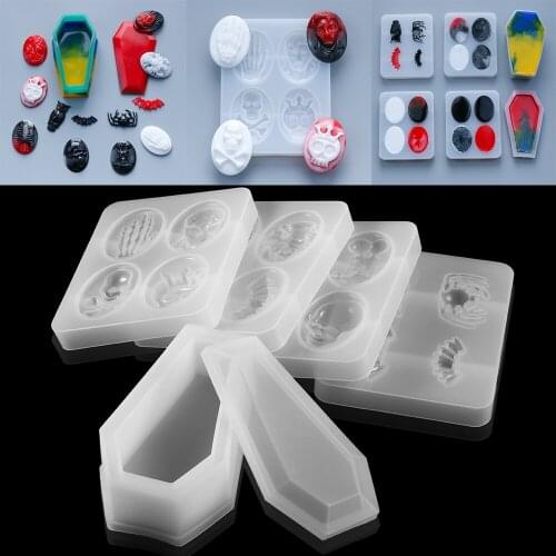 Crystal Halloween Epoxy Resin Molds Spider Owl Skull Coffin Shape For Resin Epoxy Casting Mold Silicone DIY Jewelry Making