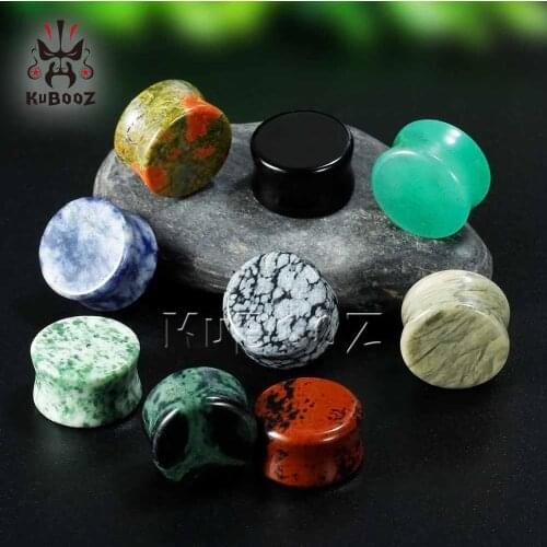 KUBOOZ Stone Ear Gauges Plugs Tunnels Stretcher Flesh Earrings Piercing Body Jewelry Expander Fashion Gift Women Men 2PCS/Lot