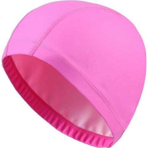 Male Female Adults One Size PU Solid Waterproof Ear Protection Long Hair Swimming Pool Cap Comfortable Hat Blank Bathing Cap