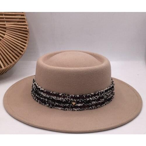 Panama Fedora wool Concave and convex flat brim hat is color of camel hair fashion big eaves temperament little Fedoras