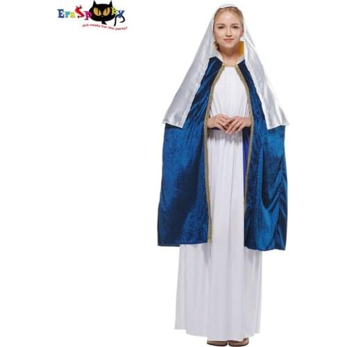 Eraspooky Adult Virgin Mary Costume Mother of Jesus Fancy Dress Outfit Halloween Costume Women