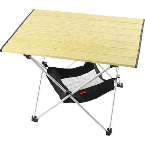 Outdoor Folding Table High-Strength Magnesium Aluminum Alloy Material, White Wood Grain Style For Garden Camping Or BBQ