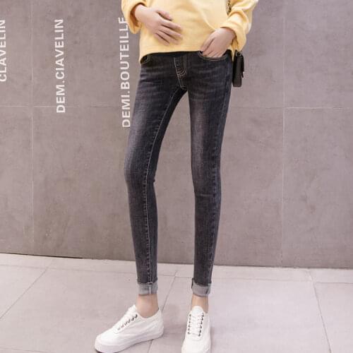 Skinny Pencil Pants Maternity Jeans For Pregnant Women Denim Trousers Washed Stretch Slim Abdominal Jeans Pregnancy Clothes