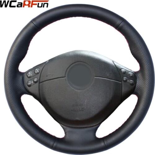 WCaRFun Black Artificial Leather Car Steering Wheel Cover for BMW E39 5 Series 1999-2003 E46 3 Series 1999-2005 E36 E53 X5 Z3