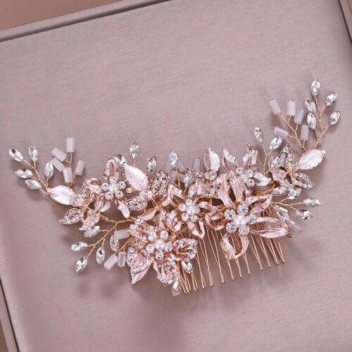 Fashion Pearl Crystal Wedding Hair Combs Hair Accessories for Bridal Flower Headpiece Women Bridal Hair ornaments Jewelry