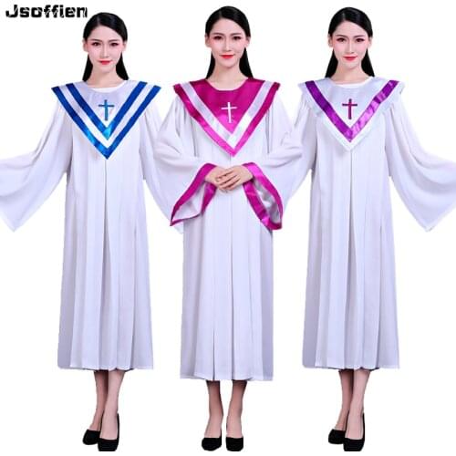 Woman Clergy Robes Long Sleeve Christian Church Choir Dress Priest Vestments Poetry Robe Jesus Class Service Wear