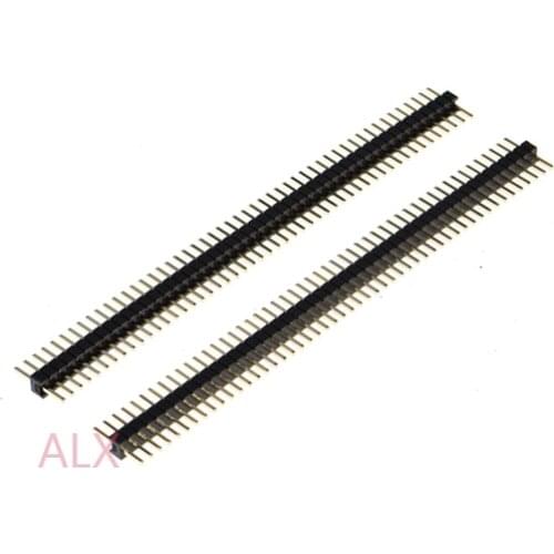 10PCS 1X40 PIN Gold Plated Single Row MALE 1.27MM PITCH PIN Header connector Strip 1X40pin 1*40 40P 40PIN black FOR PCB BOARD