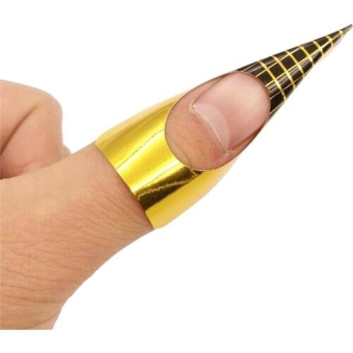 100Pcs Adhesive Acrylic UV Gel Nail Tips Extension Sculpting Guide Form Sticker Portable Easy to Use Nail Art Tool Self Adhe