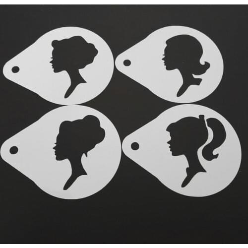 2.8 Inch Women Coffee Stencil Cupcake Cookie Latte Art Cappuccino Template Mold Barista Tools