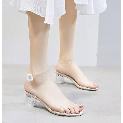 2020 Summer explosion models womens sandals transparent square with stylish elegant sexy temperament dating shoes U23-07
