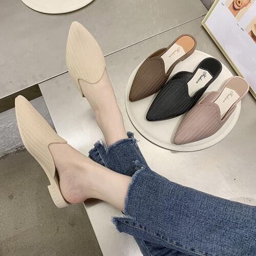 2021 Autumn and summer new lazy half slippers outer wear temperament Baotou flat sandals female casual fashion slippers