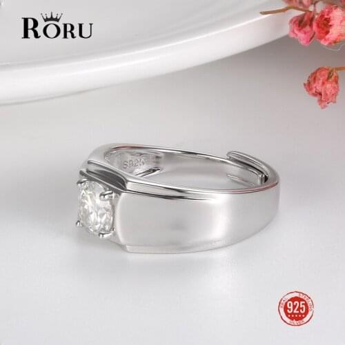 925 Sterling Silver Moissanite Ring Finger Rings for Men Open Adjustable Ring Silver Fine Jewelry Wedding Rings