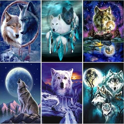 Wolf DIY 5D Diamond Painting Full Square/Round Resin Painting Animal Diamond Embroidery Cross Stitch Kits Wall Art Home Decor