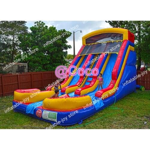 Free ship to sea port! popular professional supplier giant inflatable slide,8*4m double tunnel inflatable water slide