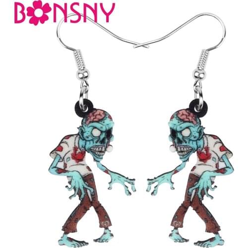 Bonsny Acrylic Halloween Horror Blood Zombie Earrings Drop Dangle Festival Decoration Jewelry Lady Girls Teen Party Costume Gift