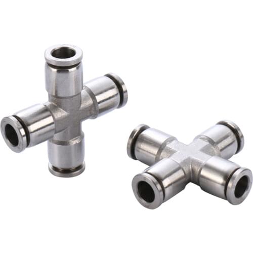 Fit 6mm Or 8mm OD PU Tube Press Fit Push In Quick Connector Cross 4 Ways Pneumatic 304 Stainless Steel Air Fitting Homebrew