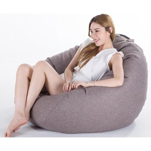 Grey Lazy Sofa Cover Without Filling Tatami Bean Bag Couch Cover Linen Cloth Pouf Puff Chair Covers Living Room Furniture Cover
