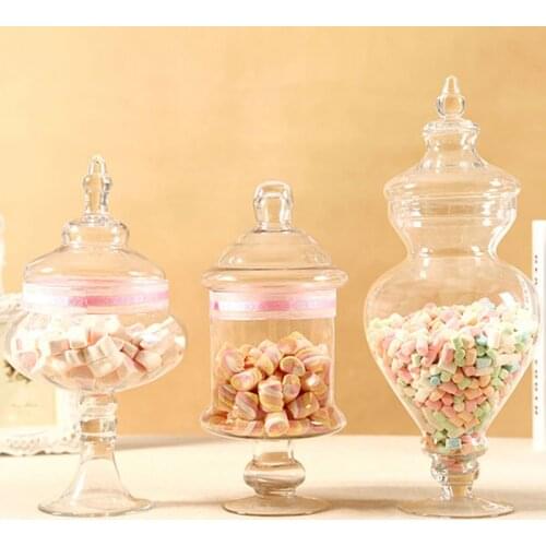 European Transparent Glass Storage Bottle Dust-proof Glass Candy Jar Dessert Decoration Glass Jar Household Storage Tank