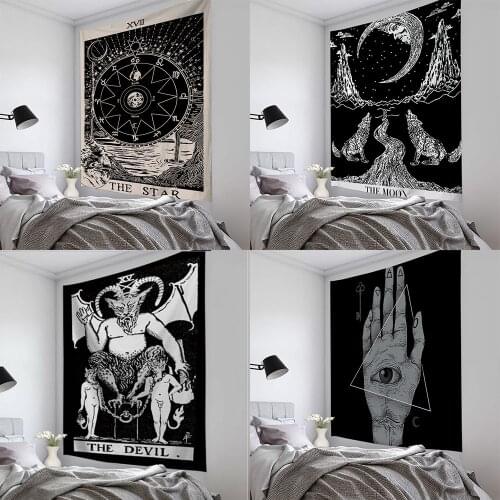 Tarot Sun and Moon Pattern Blanket Indian Mandala Tapestry Wall Hanging Bohemian Gypsy Psychedelic Tapiz Witchcraft Tapestry