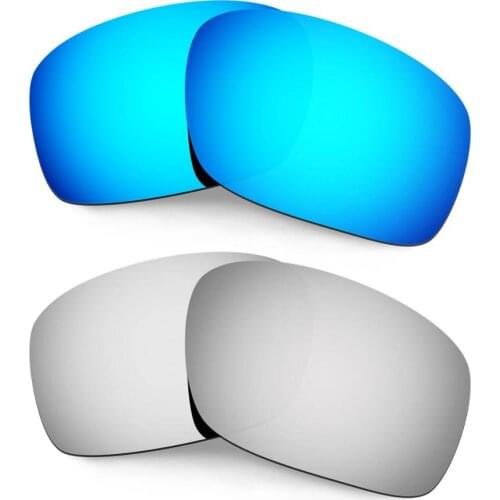 HKUCO For Scalpel Sunglasses Replacement Polarized Lenses 2 Pairs - Blue&Silver