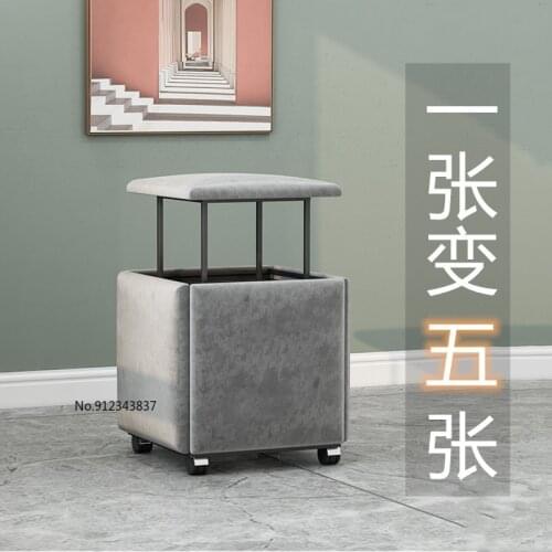 INS Simple Rubiks Cube Chair Sofa Stool Space-saving Living Room Combination Stool Leather Square Chair Shoe Stool Household