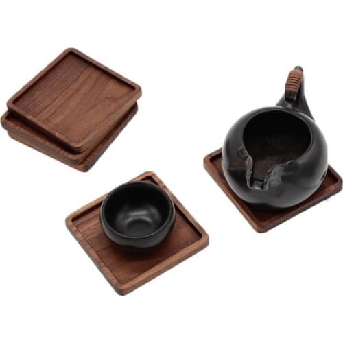 Insulation Cup Mat Decoration Household Square Round Coaster Home Accessories Retro Beech Black Walnut Wood Coaster