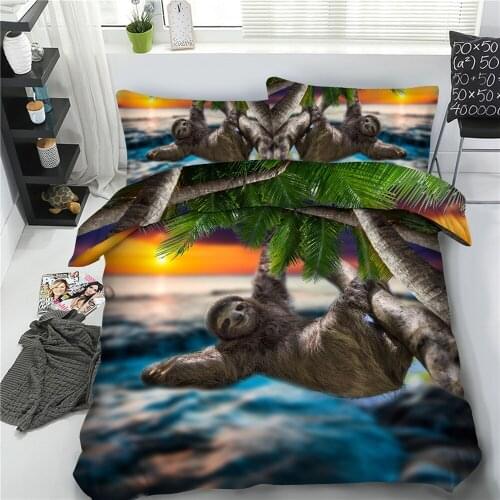 4/6pcs bed linens HD digital print All types Cartoon Sloth bedding sets single double queen king size duvet cover set kids sheet