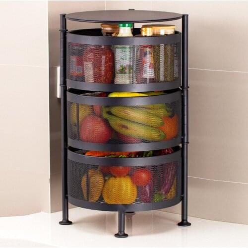 Kitchen Vegetable Shelving Multi-layer Floor Round Rotating Vegetable Basket Fruit Storage Basket for Household Items