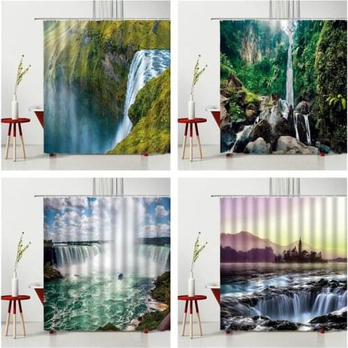 Landscape Shower Curtain Forest Waterfall Fabric Curtain Bathroom Furniture Supplies Curtains In Rooms And Halls