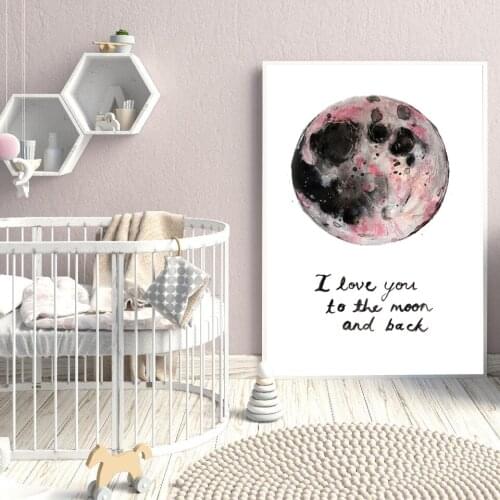 Love You to The Moon and Back Poster Stars Motivational Quotes Wall Picture Canvas Nursery Art Prints No Frame Kids Room Decor