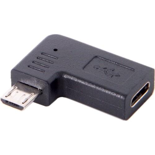 MLLSE Micro USB 2.0 5Pin Female to USB-C Male Data Adapter Left 90 Degree Angled CE0734