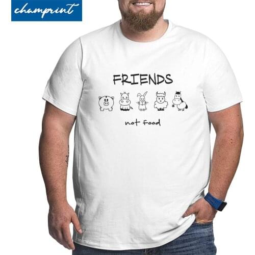 Friends Not Food T-Shirts for Men Veganism Vegan Gift T Shirt Animal Rights Lover Big Tall Tee Shirt Oversized 5XL 6XL Clothing