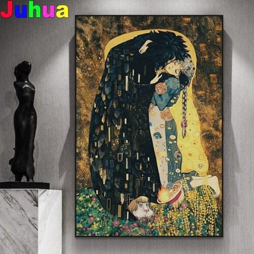 Beauty and The Beast Gustav Klimt 5d diy diamond painting cross stitch full square round drill abstract diamond embroidery gift