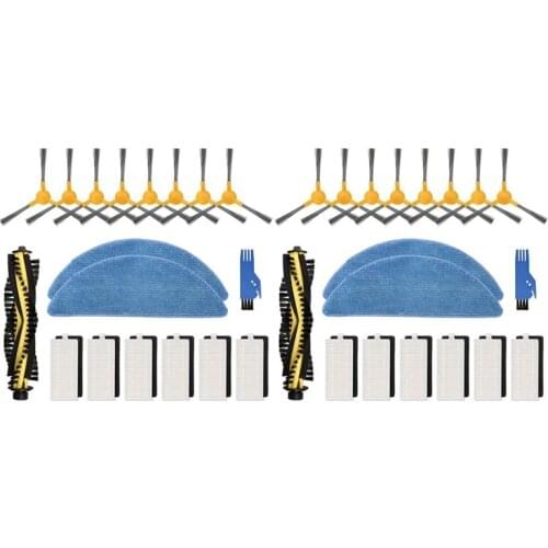 Replacement Parts Kit for Tesvor M1 Robot Vacuum Cleaner 2 Main Brush, 4 Mop Cloth, 12 Filters, 16 Side Brushes, 2 Tools